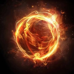 Fiery abstract energy sphere