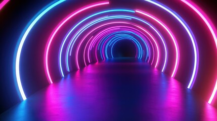 Obraz premium Neon Tunnel: A Psychedelic Journey Through Light and Color