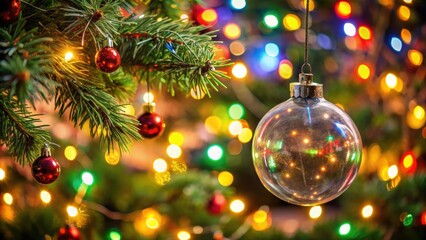 Christmas tree ornament with light display, festive, decoration, holiday, bauble, traditional, festive season
