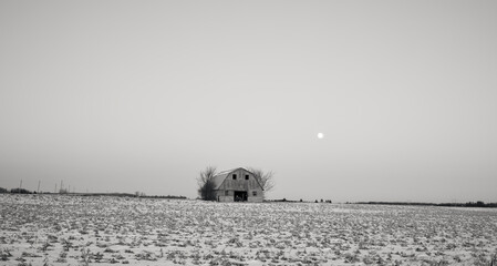 The full moon over a farmers field