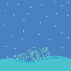 Background in the form of an evening atmosphere, falling snow and congratulatory words 