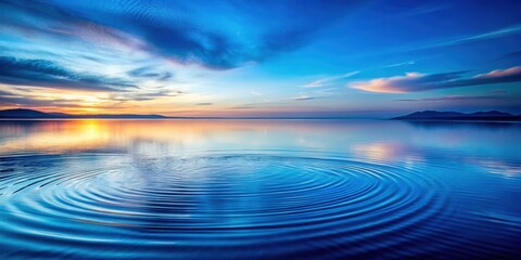 Dreamlike tranquil scene of abstract blue water reflections with ripples at dusk, Blue, Water, Reflections, Ripples, Dreamlike