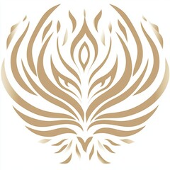 Abstract beige symmetrical floral design.
