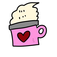cartoon doodle love cup