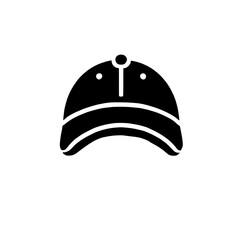 Baseball Cap Icon: A simple, bold, and iconic silhouette of a baseball cap, perfect for branding, sports apparel, or casual fashion design projects.  