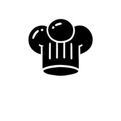 Chef's Hat Icon: A minimalist, bold silhouette of a chef's hat, perfect for culinary-themed designs, branding, and social media. The classic icon is a symbol of passion, expertise.