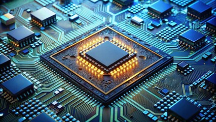 Obraz premium Serial production of electronic microchips, technology, manufacturing, industry, automation