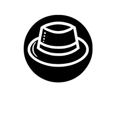 Classic Fedora Hat Icon: A minimalist, vector illustration of a classic fedora hat, perfect for fashion, style, and vintage design projects.