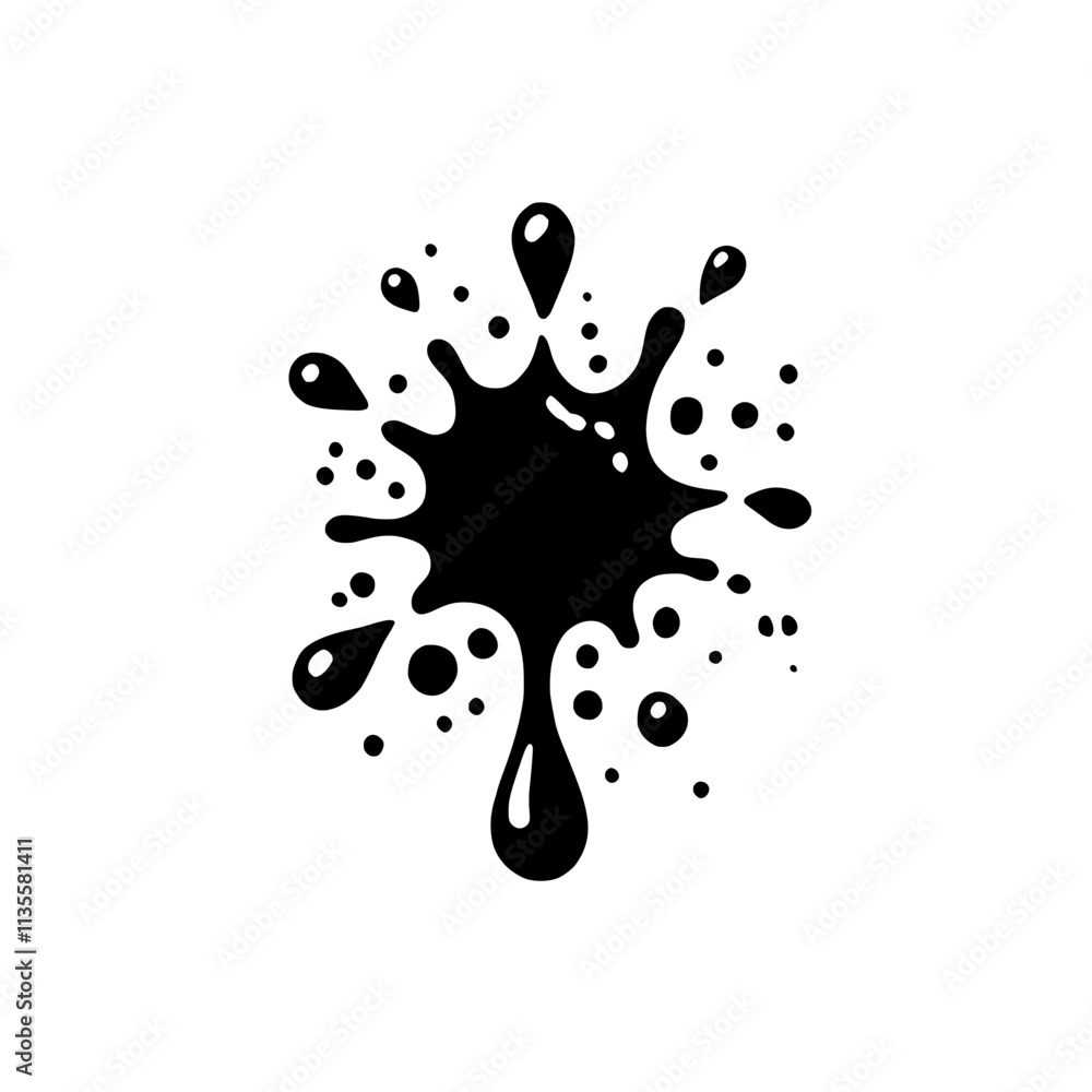 Poster black ink splotch: a simple yet striking black ink splotch, perfect for adding a touch of energy and