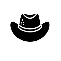 Cowboy Hat Icon: A simple, bold silhouette of a classic cowboy hat. Perfect for western, country, or rustic designs. 