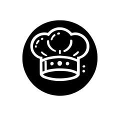 Chef Hat Icon: A simple yet elegant black and white illustration of a chef's hat, perfect for culinary websites, blogs, or social media posts.