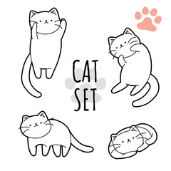 ゆるい猫のイラスト(白)