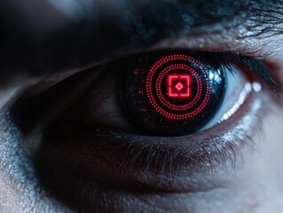 Futuristic eye with digital interface