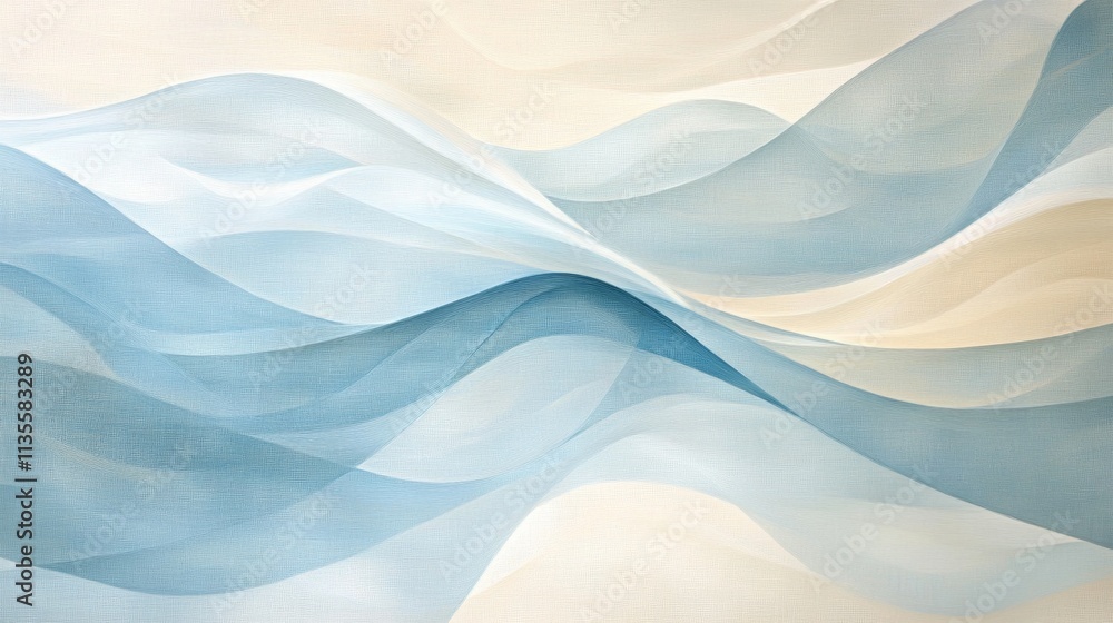 Poster dynamic flowing waves abstract art digital creation minimalist style serene atmosphere aesthetic per