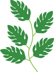 Exotic Tropical Leaves in Flat Design. Vector Illustration