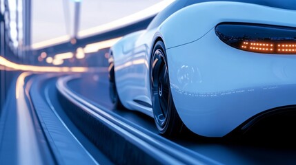 Fototapeta premium A futuristic transportation system featuring autonomous vehicles interconnected through advanced technology, showcasing innovation, efficiency, and seamless mobility solutions.