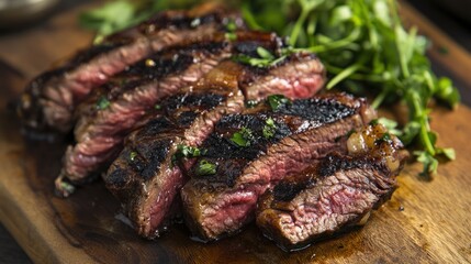 Juicy Grilled Steak Slices with Fresh Herbs