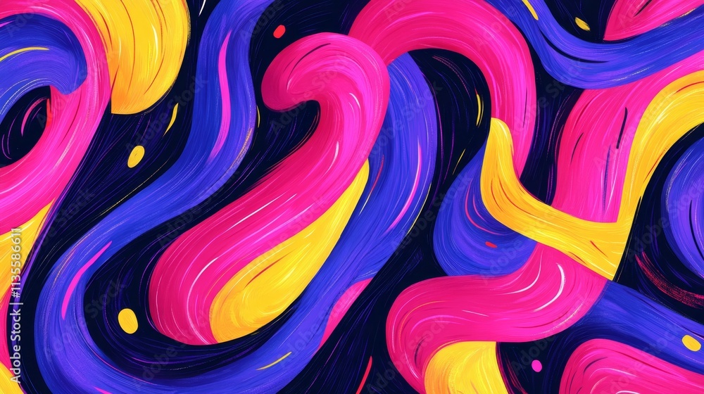 Poster dynamic abstract art waves digital canvas colorful background vibrant palette artistic expression