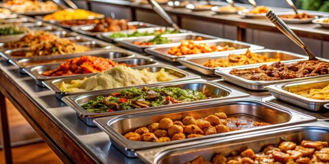 Hot buffet food in restaurant serving trays, buffet, food, restaurant, catering, hot, fresh, tray, table, service, cuisine