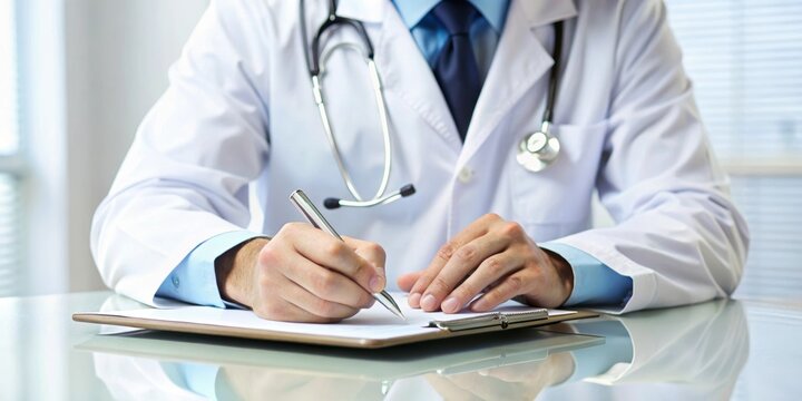 Close up of a doctor writing a medication prescription on a pad, doctor, prescription, medication, healthcare, treatment