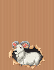Curious Goat Peeking Through Paper
