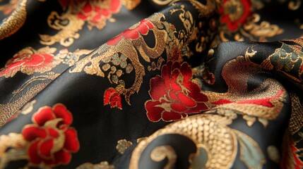 Elegant floral fabric design home textile showcase textile art vibrant colors close-up view luxury decor inspiration