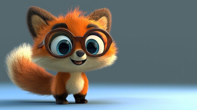 Playful animated fox character digital illustration whimsical studio close-up cute concept art