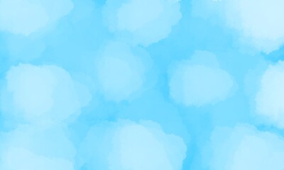 A soft, abstract watercolor background with a light blue base and subtle white spots.