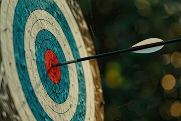 Detailed Visual  of CloseUp of Archery Target and Arrow with Space for Text