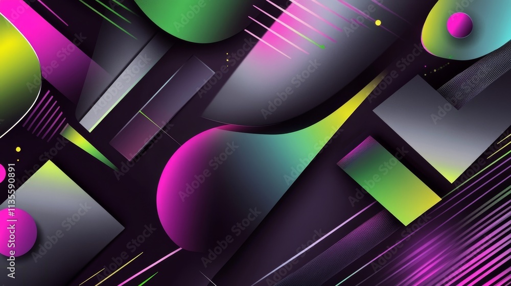 Poster dynamic abstract shapes and lines digital art colorful background creative design modern aesthetic v