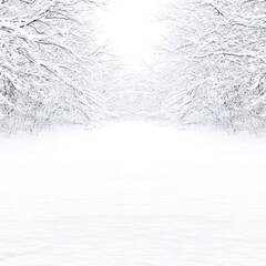 Snow covered trees and path.