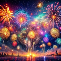 Fototapeta premium Festive fireworks display against night sky