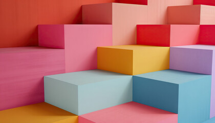 Multicolored Cubic Block Step Arrangement