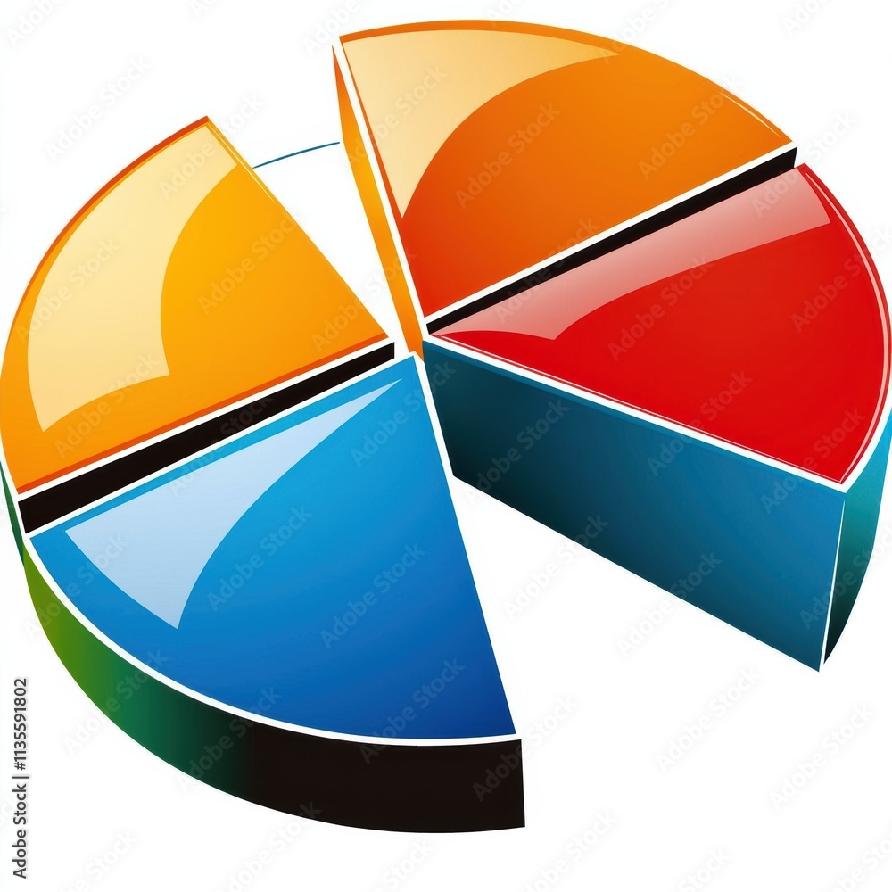 Poster dynamic color pie chart analysis business insights digital visualization modern office aerial view