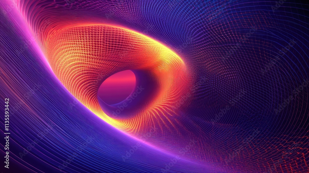 Poster abstract colorful swirl with bright glow and digital texture