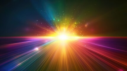 Obraz premium Radiant Burst of Colors with Light Rays in a Cosmic Background