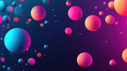 Colorful abstract spheres on dark background with glowing effect