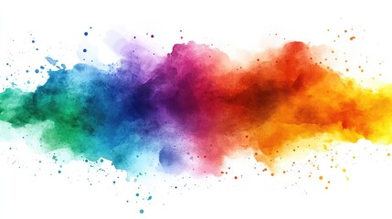 Vibrant Colorful Splash with Watercolor Texture on White Background