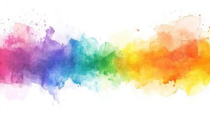 Obraz premium Vibrant Watercolor Rainbow Splash on White Background