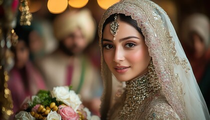 Vibrant Muslim Wedding Ceremony with Traditional Decor and Family Celebration