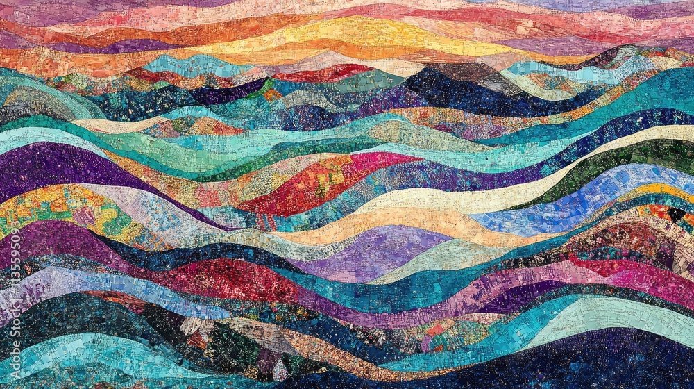 Aufkleber colorful abstract waves with texture and depth in vibrant patterns