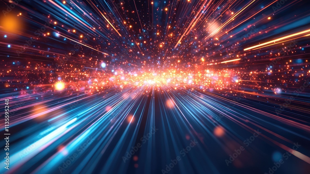 Poster vibrant light trails and sparkles creating a dynamic background effect