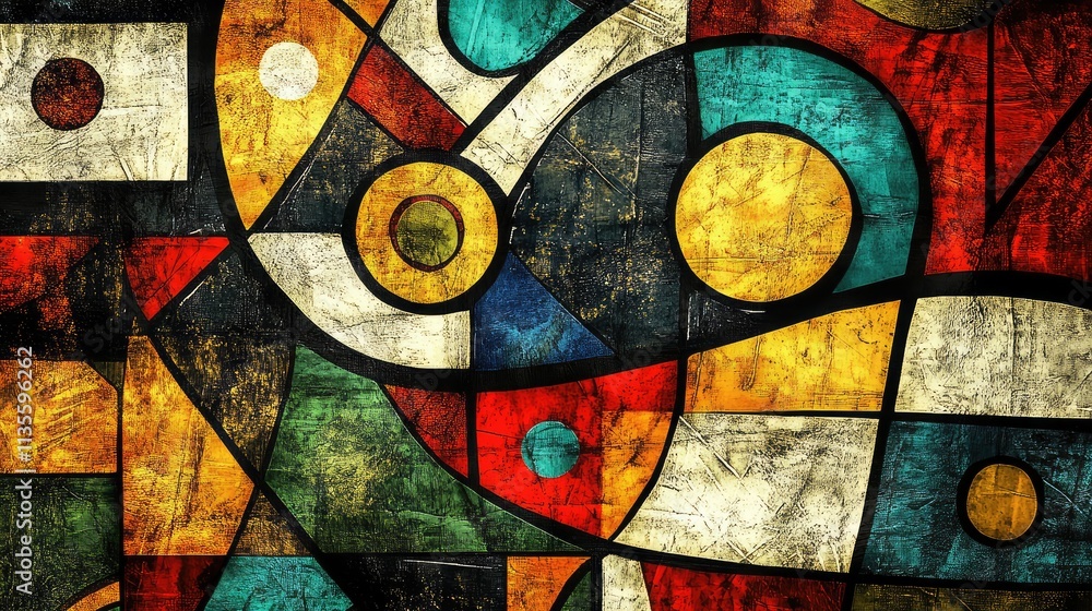 Aufkleber colorful abstract composition with geometric shapes and patterns