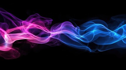 Fototapeta premium Colorful Smoke Waves with Vibrant Pink and Blue Swirls on Black