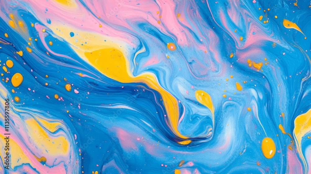 Aufkleber dynamic abstract swirl art studio digital artwork colorful environment aerial view creative expressi