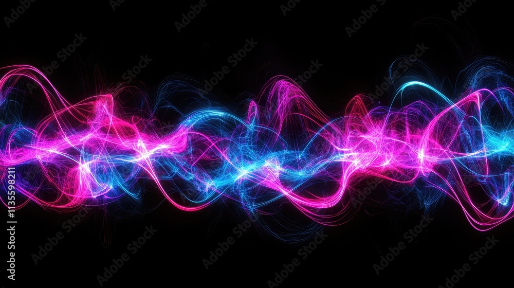 Poster colorful waves of light creating abstract background patterns