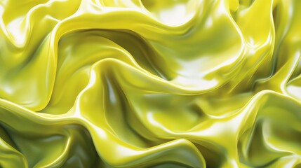 Fototapeta premium Glossy Yellow Fabric Waves with Smooth Texture and Shiny Finish
