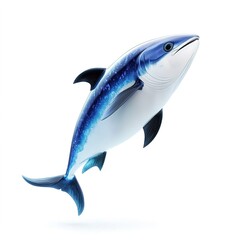 Obraz premium Bluefin Fish Isolated on White Background – Vibrant Illustration of a Bluefin Tuna for Seafood and Ocean-Inspired Designs
