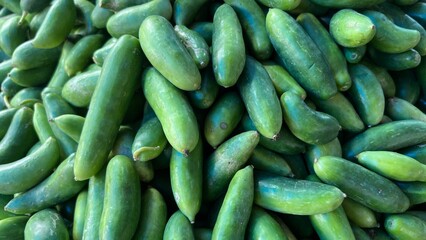 Fresh and raw vegetables the market. Fresh potatoes, bel peppers, tomatoes, zucchini, eggplant and green beans for sale at vegetable market, close up. Organic vegetables at local market.	
