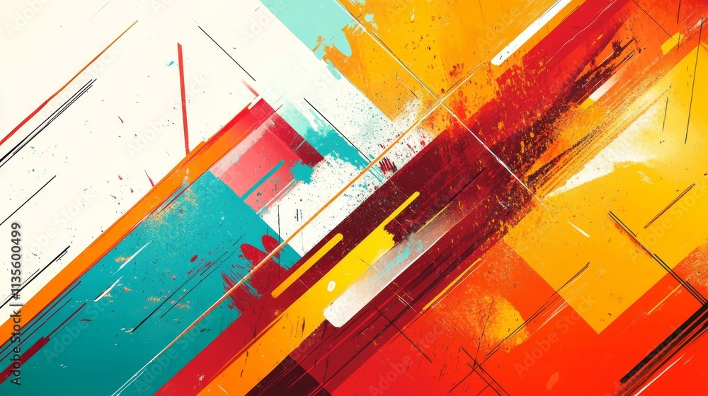 Poster dynamic abstract art composition in vibrant colors digital art modern environment creative perspecti